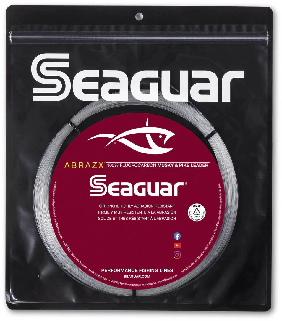 Seaguar AbrazX Fluorocarbon Musky/Pike Fishing Leader Coil 25 Yards 1 Seaguar AbrazX Fluorocarbon Musky/Pike Fishing Leader Coil 25 Yards